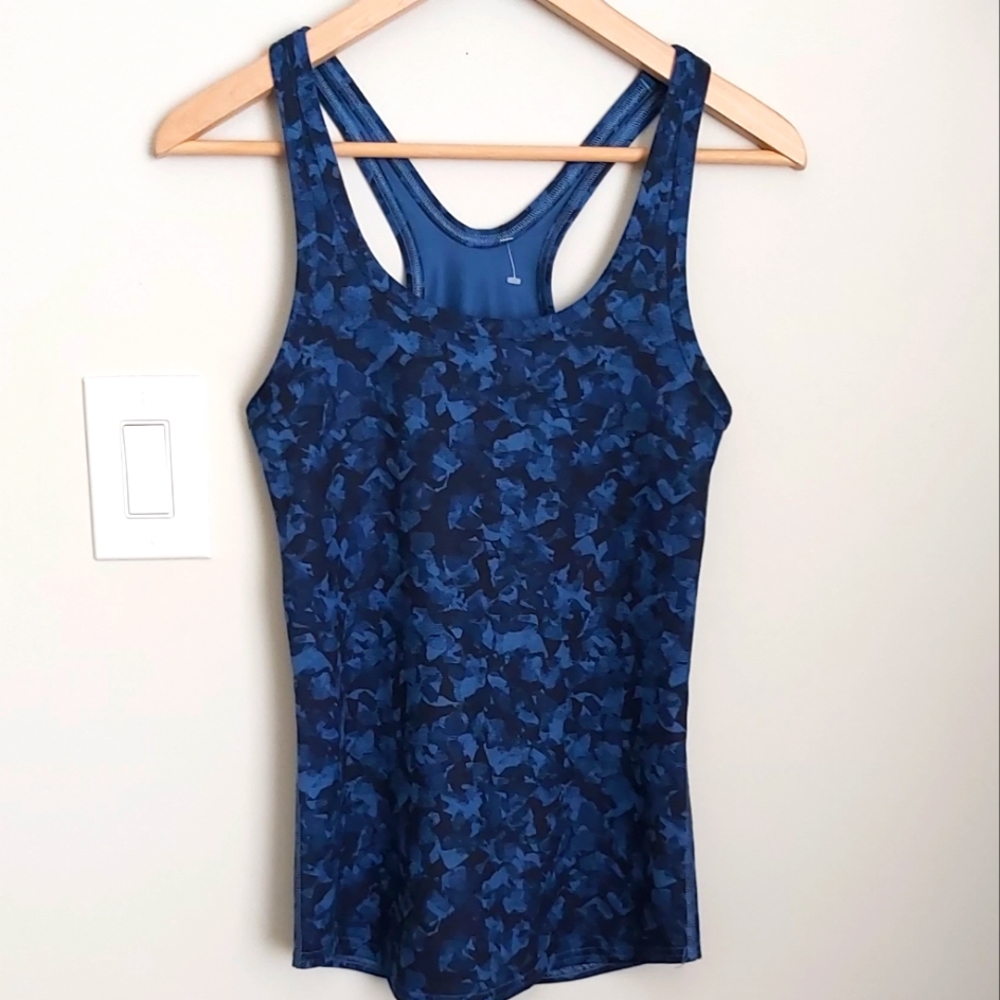 Lululemon blue black camou racerback tank top workout yoga